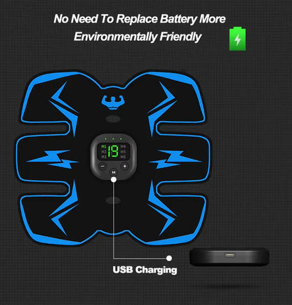 Rechargeable ABS Muscle Stimulator – Wireless Ab Toner with 8 Modes & 29 Intensity Levels