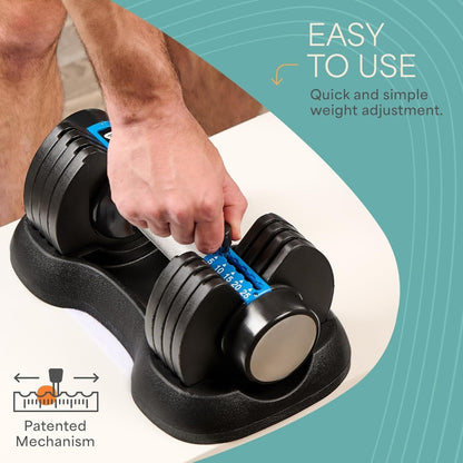 Adjustable Dumbbells Set/Single - 15Lb 43Lb 55Lb 25 Lb Dumbbell Sets with Rack - Quick Adjust, Secure Grip Weights Dumbbells Set - Compact Hand Weights for Women/Men at Home Gym
