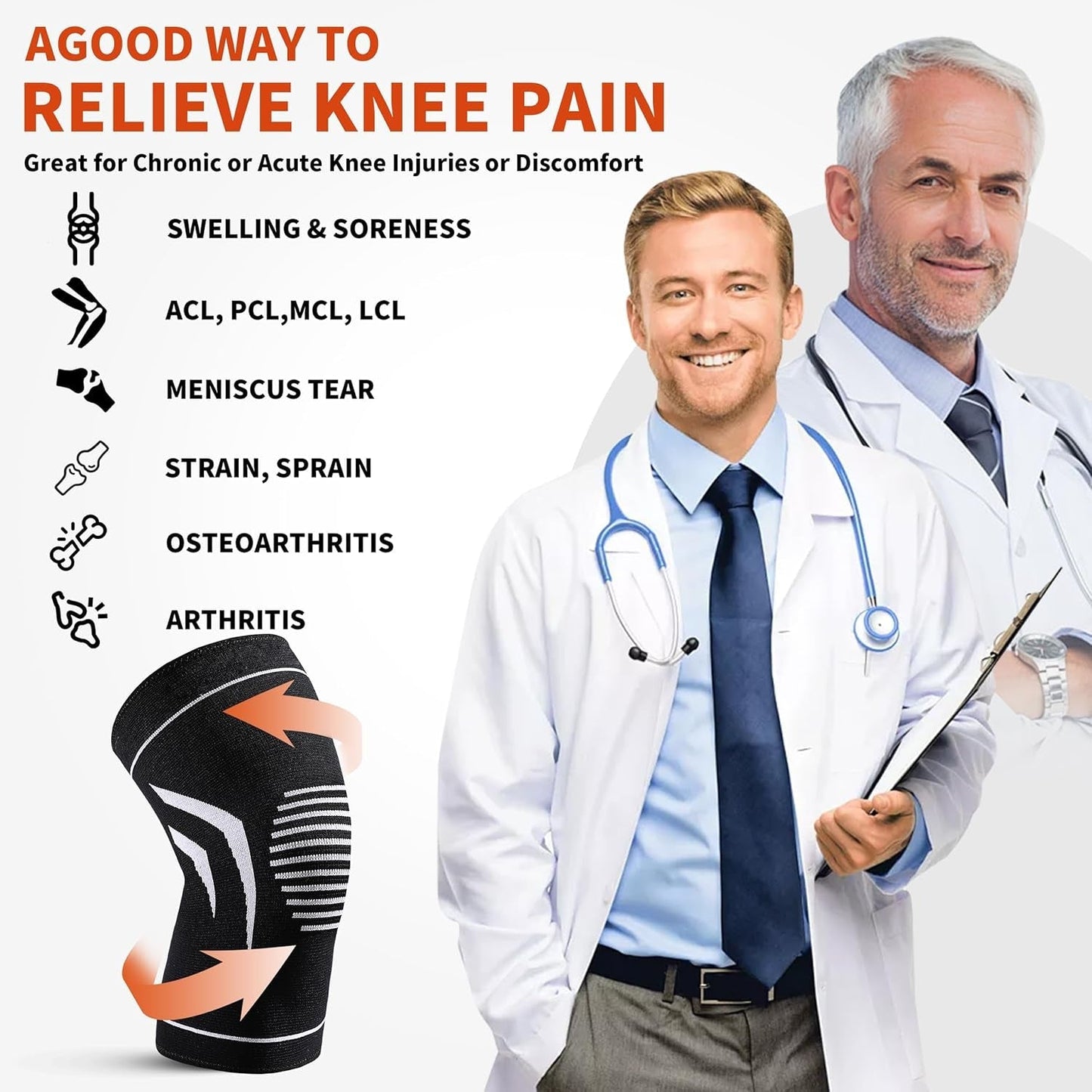 Knee Braces for Pain Relief, 2 Pack Thin Compression Sleeves for Meniscus Tears, Arthritis, ACL Support, Joint Recovery, Women Men, Teenagers Ideal for Workouts and Running