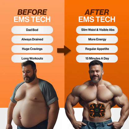 Rechargeable ABS Muscle Stimulator – Wireless Ab Toner with 8 Modes & 29 Intensity Levels