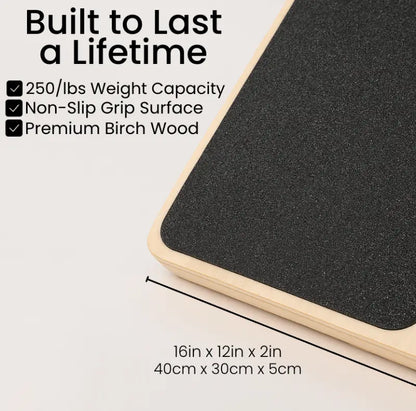 MobilEase™ 2-in-1 Balance + Portable Wooden Slant Board + Free 2 Pack Knee Braces for Pain Relief