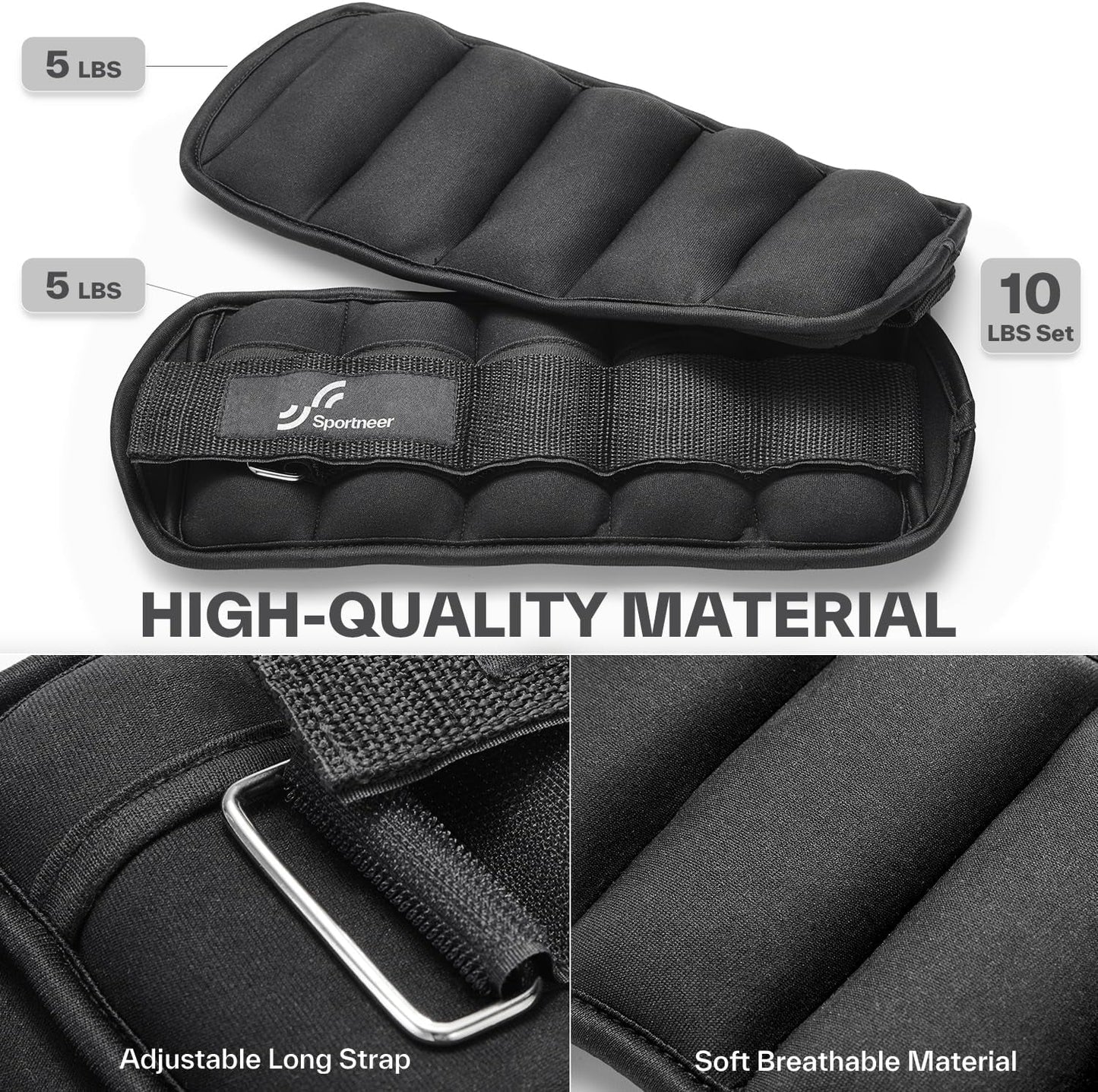 Adjustable Ankle Weights 1 Pair 2 4 6 8 10 Lbs Leg Weight Straps for Women Men, Weighted Ankle Weights Set for Gym,Fitness, Workout,Walking, Jogging,1-5 Lbs Each Ankle, 1 Pair 2-10 Lbs