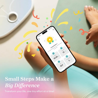 Smart Rechargeable Scale for Body Weight, BMI, Fat, Muscle Mass, FSA HSA Eligible, Digital Bathroom Scale with 13 Metrics, Secret Mode, Bluetooth Connect to Free Apps, Rainbow White