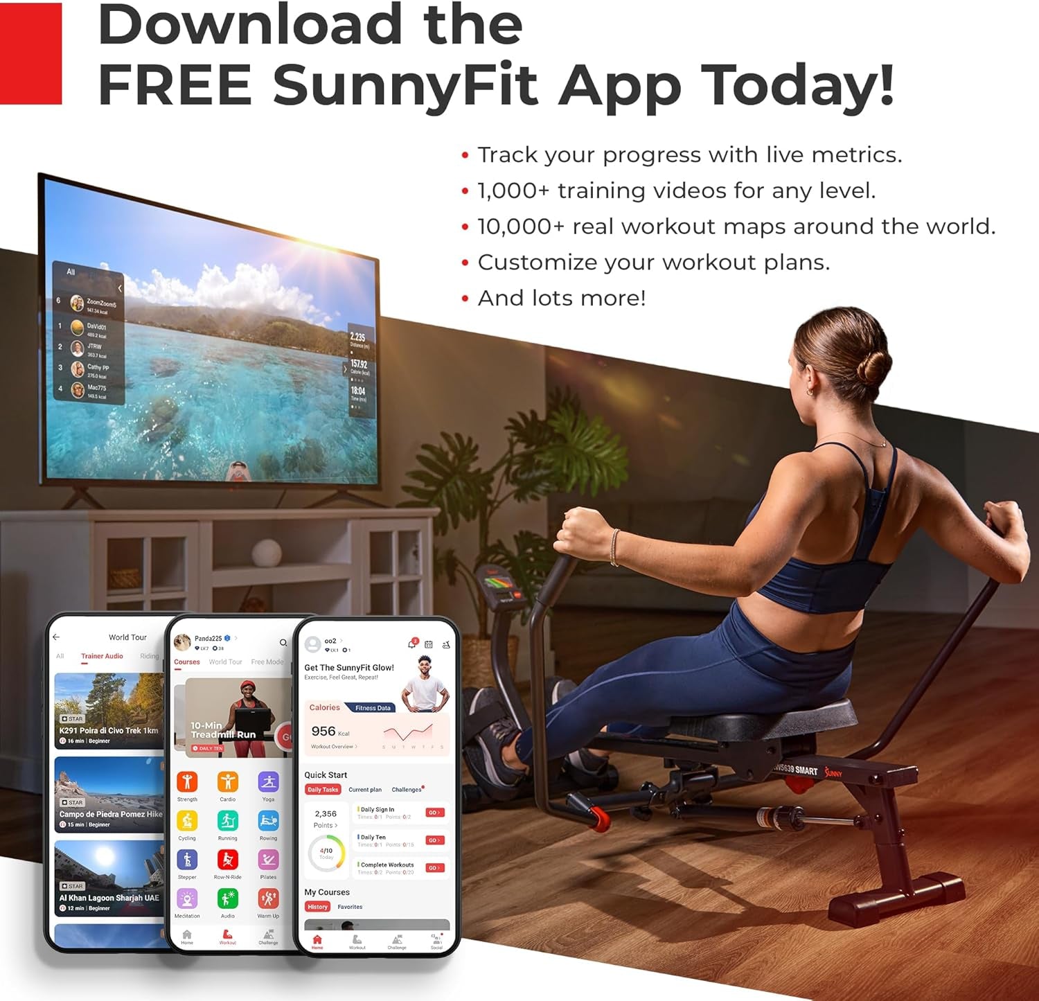 Premium Foldable Treadmill for Home, Running or Walking with Auto Incline, Shock Absorption, Digital Display, Optional 20” Running Deck, Free Sunnyfit App Bluetooth Connection