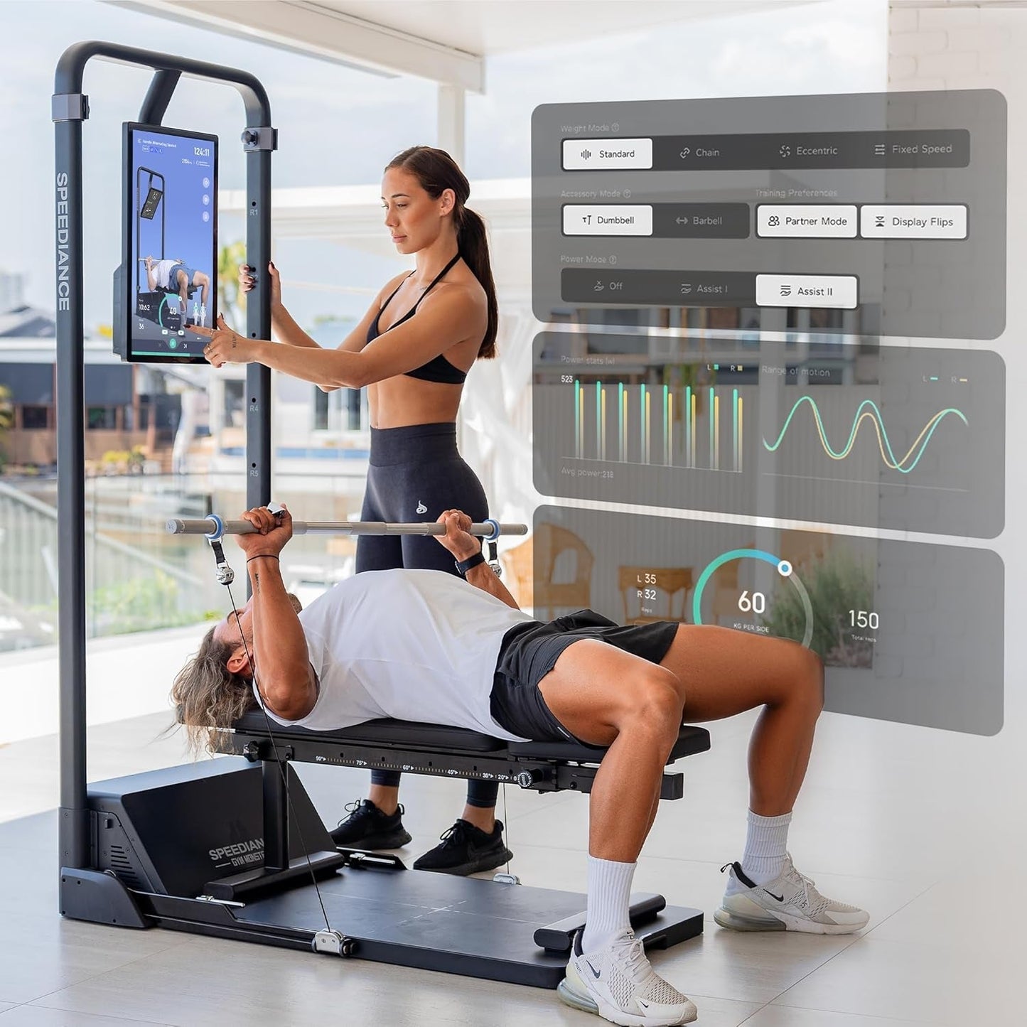 Smart Home Gym System, Gym Monster Multifunctional Smith Machine Home Gym Power Cage, All-In-One Cable Machine for Home Workout, Full Body Strength Training Fitness Exercise Machine