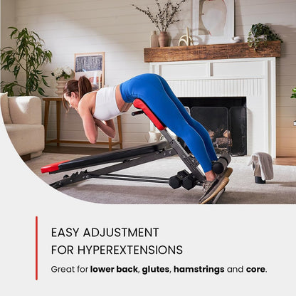 Finer Form Multi-Functional Weight Bench for Full All-In-One Body Workout – Versatile Adjustable Workout Bench for Home Gym. Fitness Equipment Perfect for Back Hyperextension, Bench Press, Roman Chair Exercise, Sit Up. Adjusts to Decline or Flat Bench.