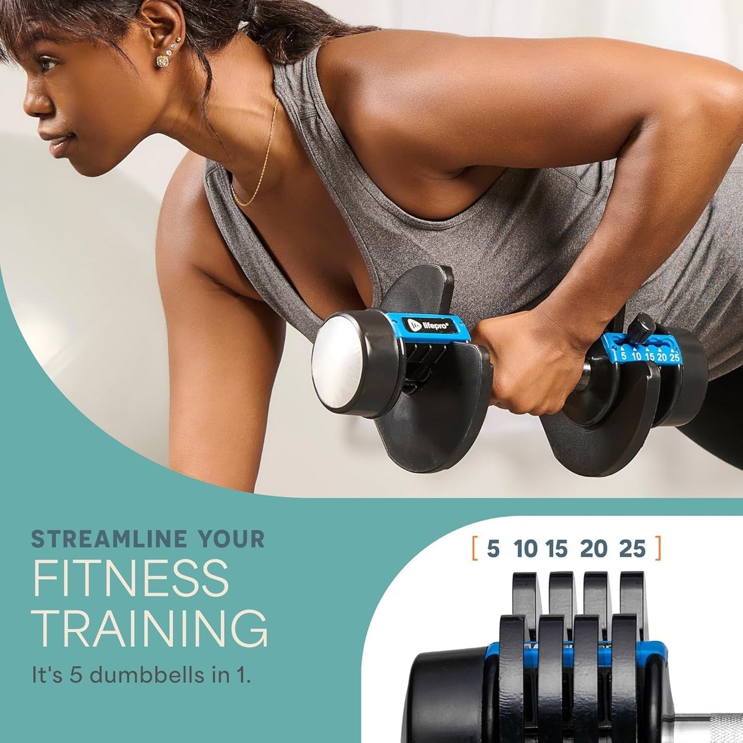 Adjustable Dumbbells Set/Single - 15Lb 43Lb 55Lb 25 Lb Dumbbell Sets with Rack - Quick Adjust, Secure Grip Weights Dumbbells Set - Compact Hand Weights for Women/Men at Home Gym