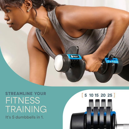 Adjustable Dumbbells Set/Single - 15Lb 43Lb 55Lb 25 Lb Dumbbell Sets with Rack - Quick Adjust, Secure Grip Weights Dumbbells Set - Compact Hand Weights for Women/Men at Home Gym