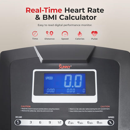 Premium Foldable Treadmill for Home, Running or Walking with Auto Incline, Shock Absorption, Digital Display, Optional 20” Running Deck, Free Sunnyfit App Bluetooth Connection