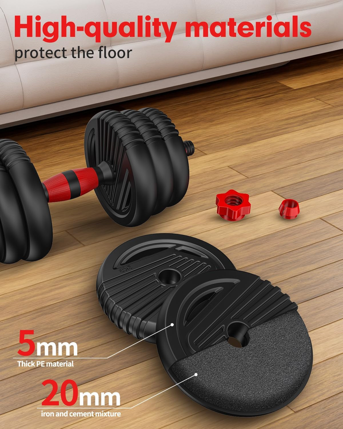 Adjustable Dumbbells, 10/25/35/55/70/90Lbs Free Weight Set with Connector, 4 In1 Dumbbells Set Used as Barbell, Kettlebells, Push up Stand, Fitness Exercises for Home Gym Suitable Men/Women